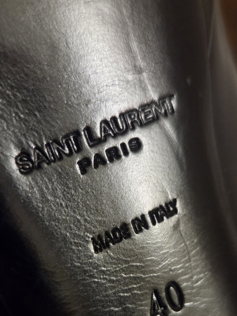Saint Laurent Black Leather Peep-Toe Mary Jane Heels - Picture 2 of 3
